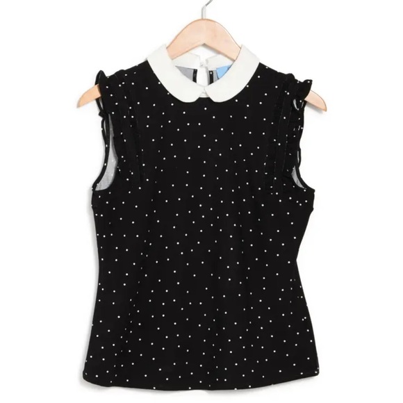 CeCe Tops - Cece COLLARED RUFFLE TRIM POLKA DOT TOP ❤️IN STORES❤️